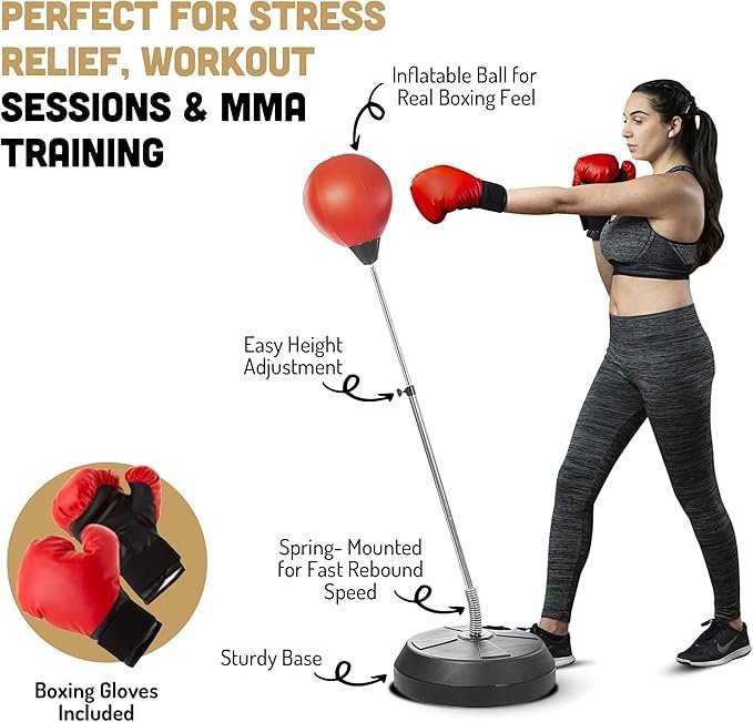 Adjustable Punching Bag with Stand – Boxing Trainer for Teens & Adults - Image 2